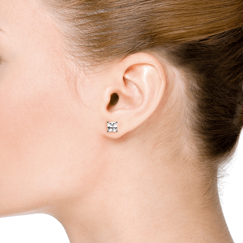 2cttw Princess Cz Stud Sterling Ears