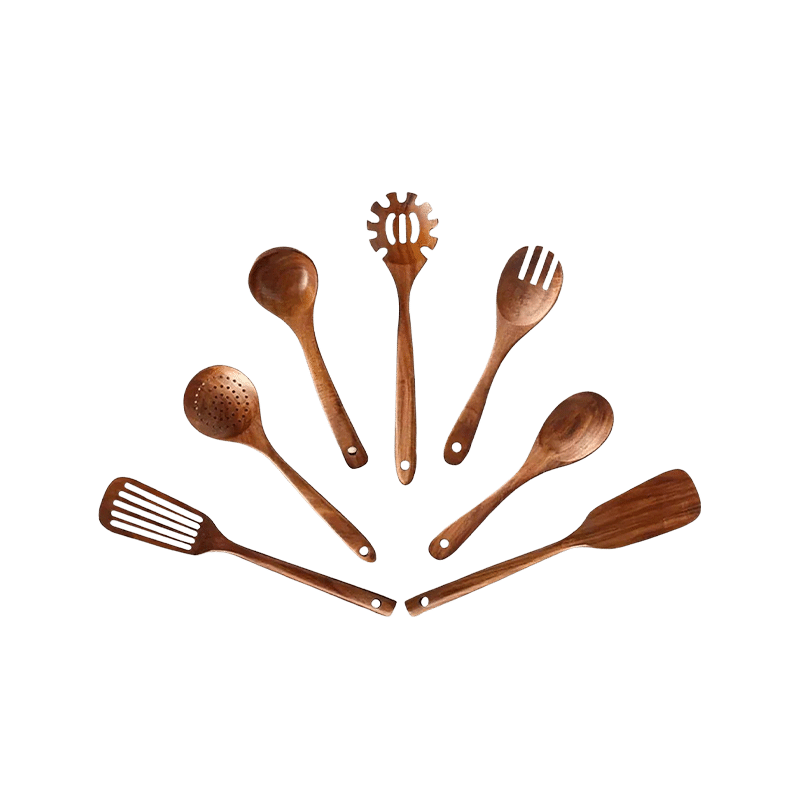 7 Piece Elegant Wooden Kitchen Utensils Set