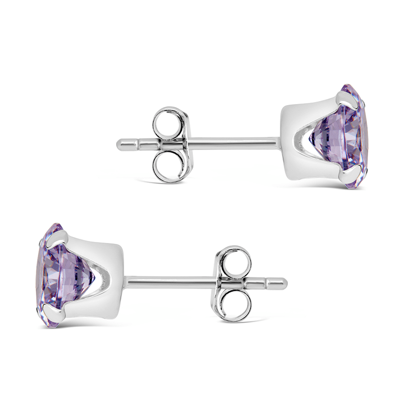 Sterling Silver 7mm Rainbow CZ Studs