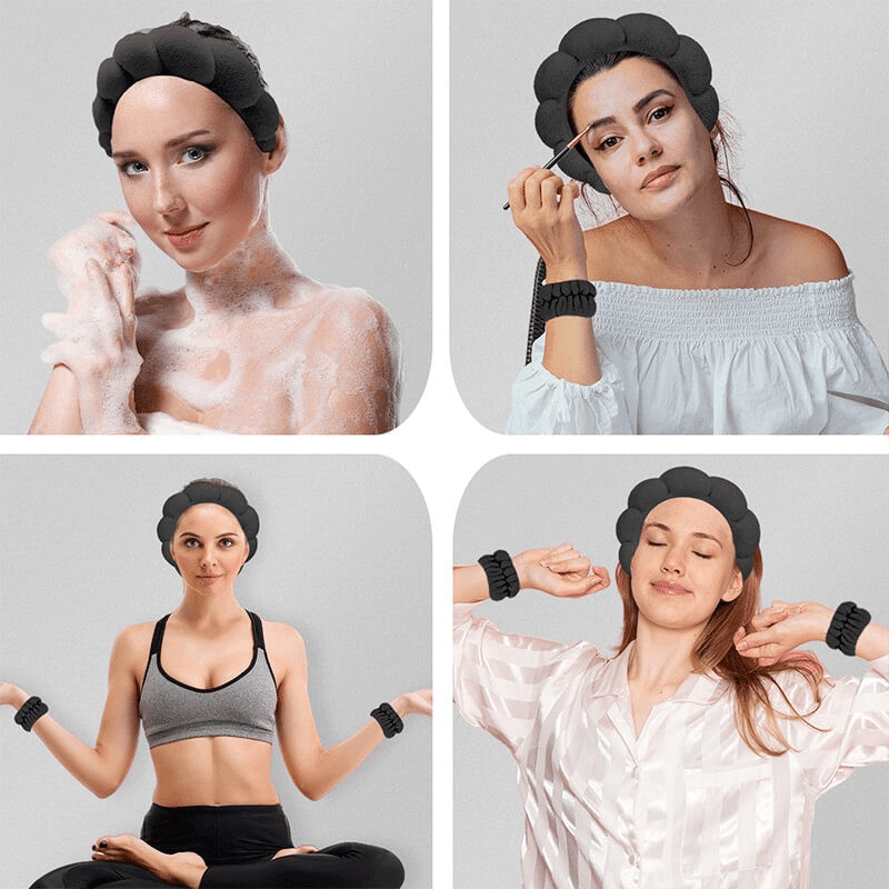 Non-Slip Bubble Spa Headband Set
