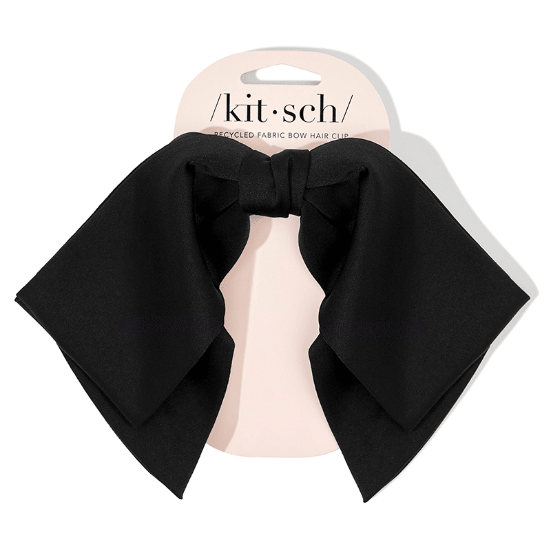 Recycled Fabric Bow Hair Clip - Black