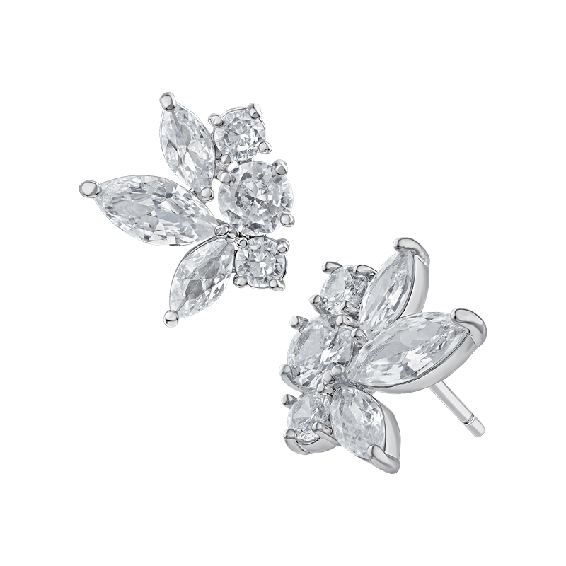 4cttw Rnd/marq Cz Cluster L/r Post Ears