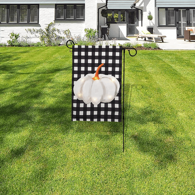 Battery-Operated Lighted Fall Garden Flag with Stand