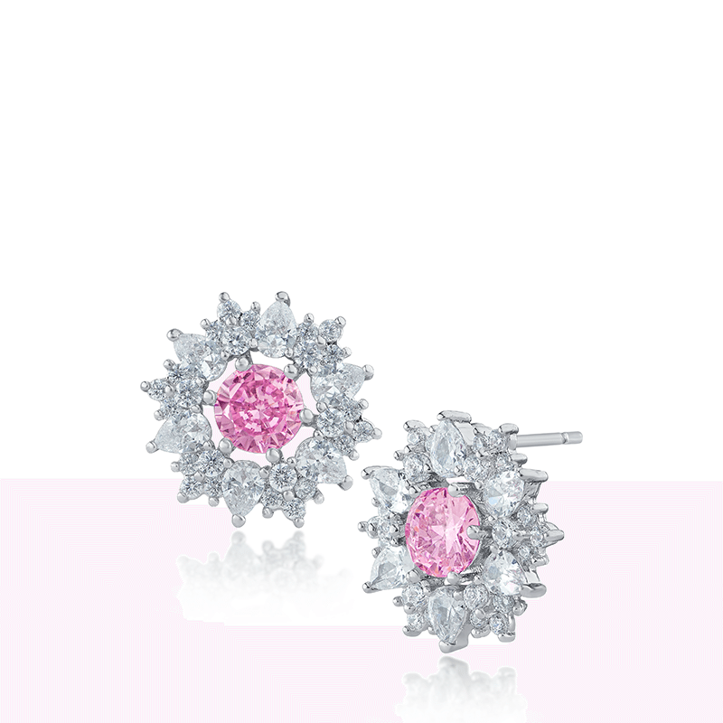 5Cttw Rnd/Pear Cz Open Ctr Fab Post Ears