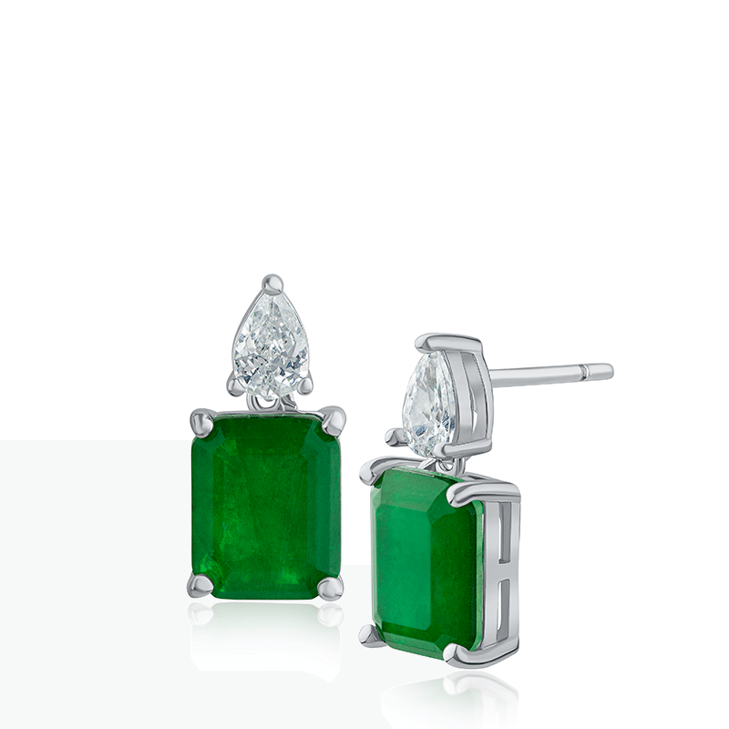 7 Cttw Pear/emerald Shape Cz Drop Earring