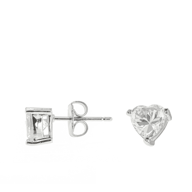 2cttw Heart Cz Stud Post Ears
