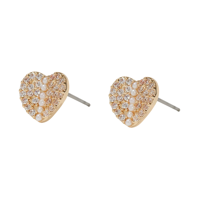 FUA accessory　Truth　ピアス　GOLD　L 18k Gold Filled Pixel Heart Stud Earrings, Gold Mini Hearts