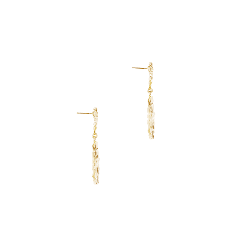 Textured Etching 18k Gold Plated Earrings (Gold)
