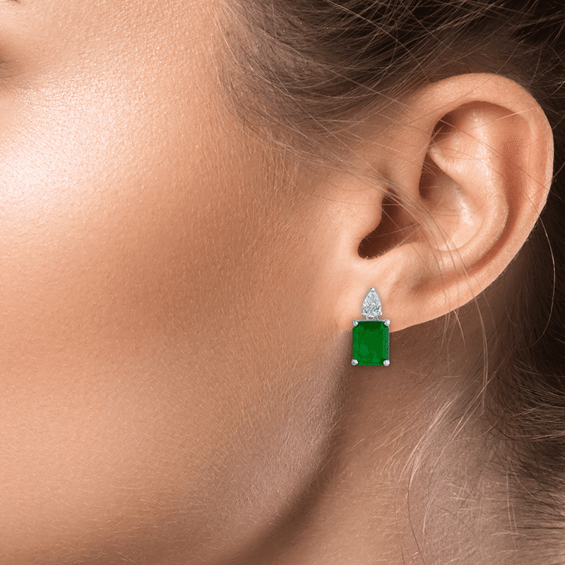 7 Cttw Pear/emerald Shape Cz Drop Earring
