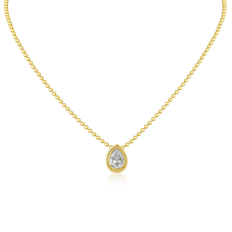 2Cttw Ball Chain Pear Pendant Necklace