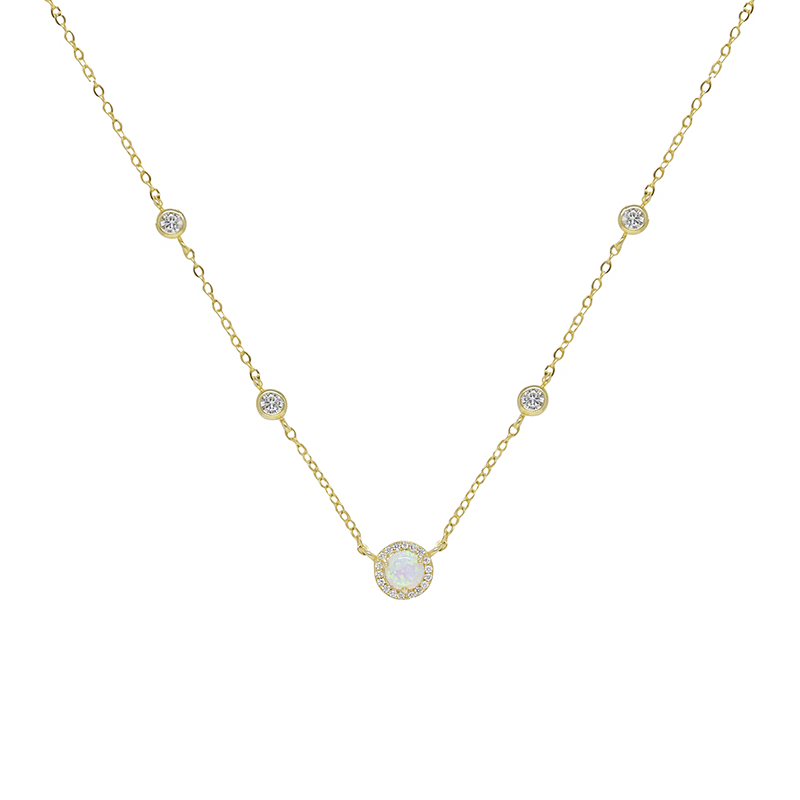 Olivia Opal And Crystal Necklace (Gold)