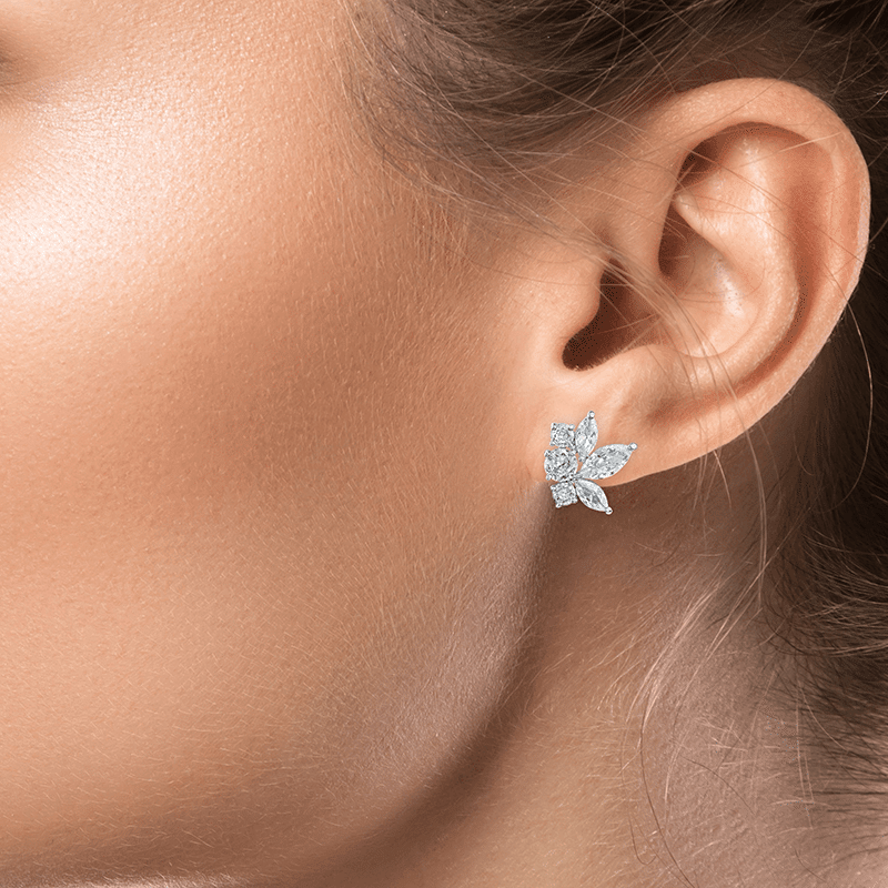 4cttw Rnd/marq Cz Cluster L/r Post Ears