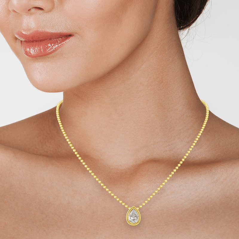 2Cttw Ball Chain Pear Pendant Necklace