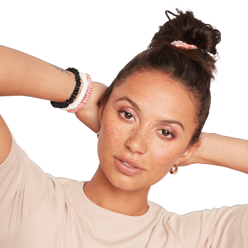 slip pure silk skinny scrunchies - zoe - set of 3