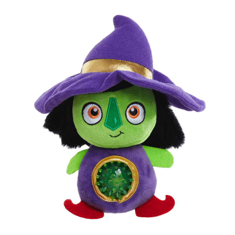 Wildly Wicked Witch Halloween Plush Dog Toy with Light-Up Ball