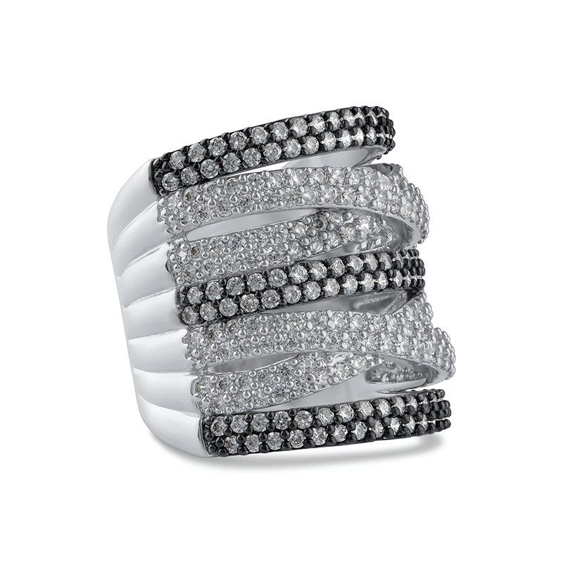 4Cttw Round Cz Ring Pave Multi Band - Size 6