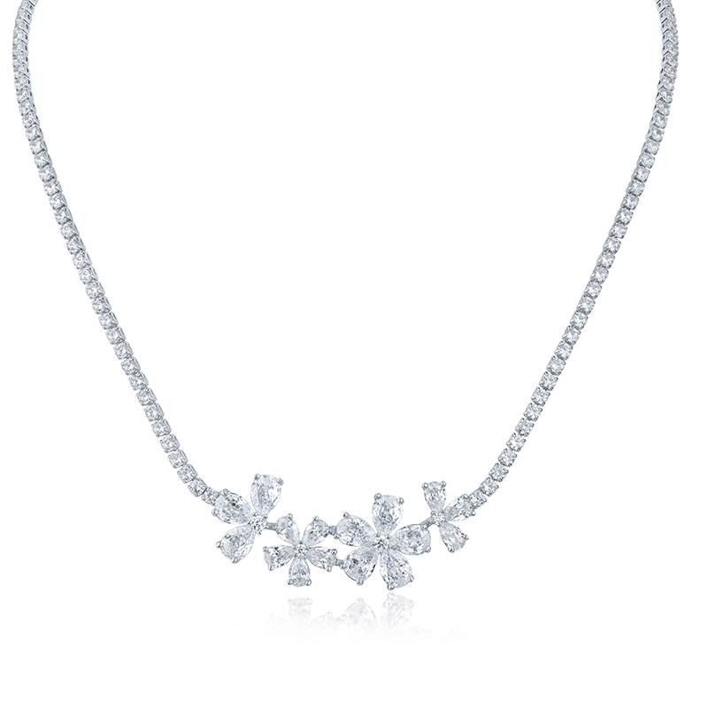 12 Cttw Multi Cz Flower Cluster Neck