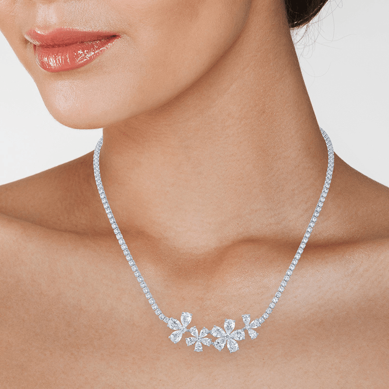 12 Cttw Multi Cz Flower Cluster Neck