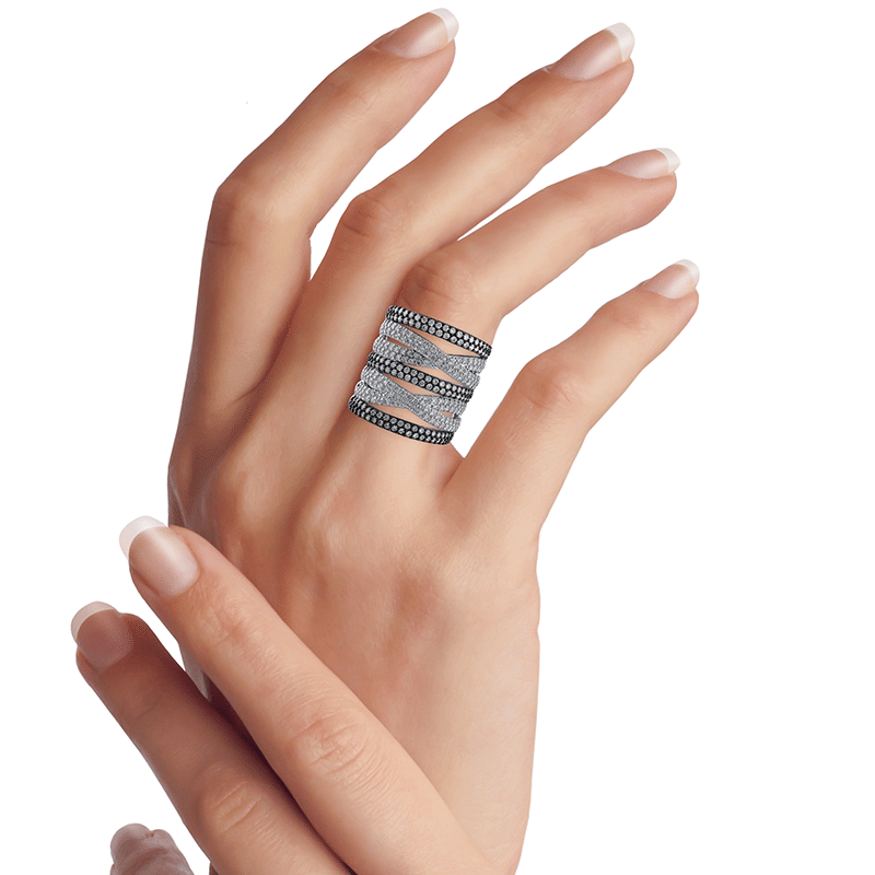4Cttw Round Cz Ring Pave Multi Band - Size 6
