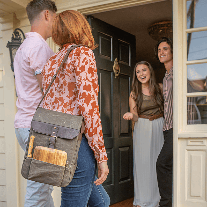 2 Bottle Insulated Wine & Cheese Cooler (Khaki Green with Brown Accents)