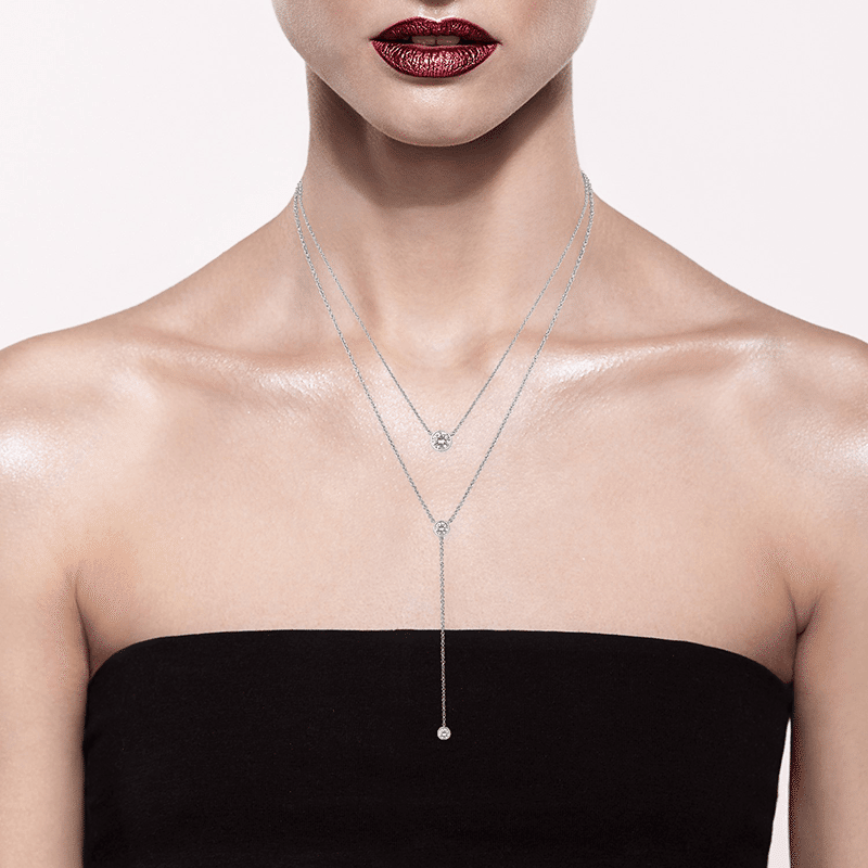 2.5 Cttw Rnd Cz Layered Bezel Neck