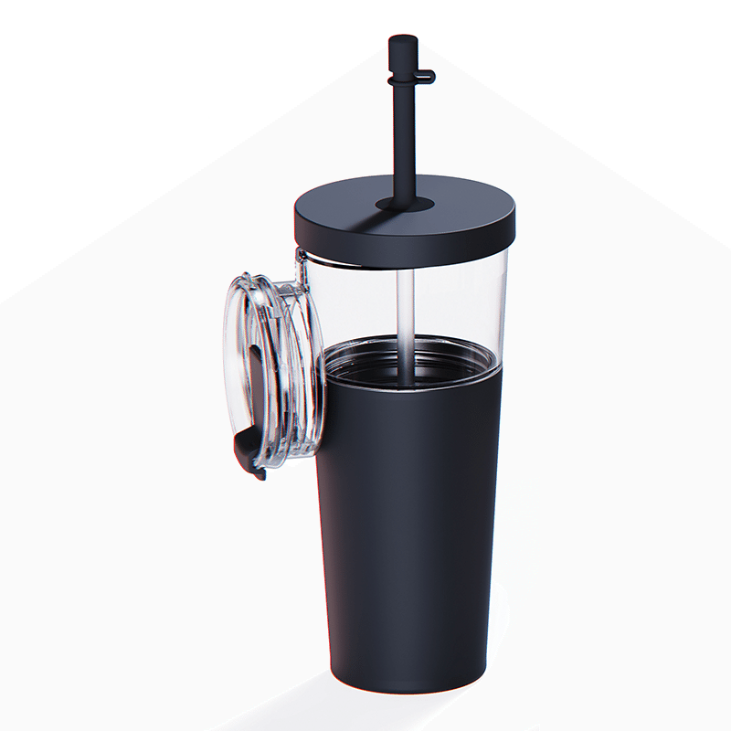 Marina - 2 in 1 Straw Tumbler with Detachable Insulated Mug (Black)