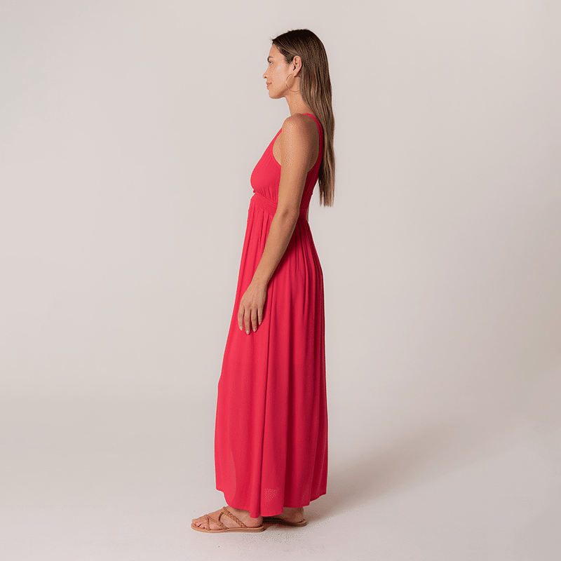 V-Neck Button Down Maxi Dress