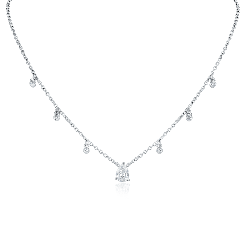 1.75Cttw Rnd/Pear Cz Dangle Pear Necklace