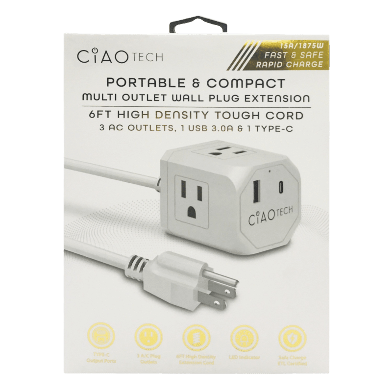 Portable & Compact Multi Outlet Wall Plug Extender