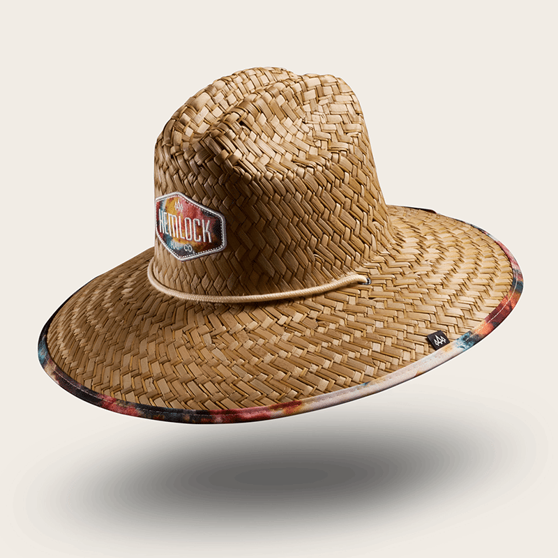Straw Lifeguard Hat with Printed Brim