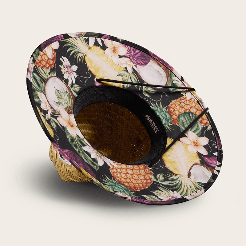 Straw Lifeguard Hat with Printed Brim