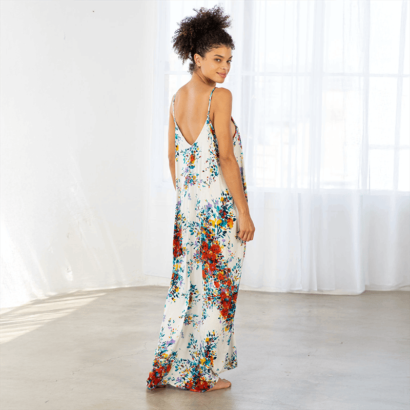 Spaghetti Strap V-Neck Maxi Slip Dress