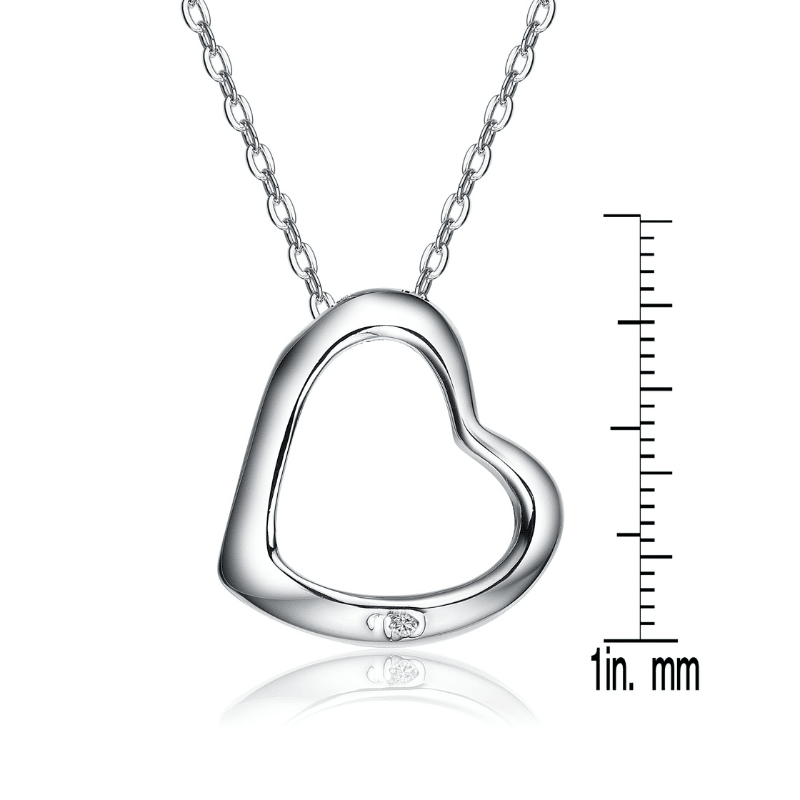 Sylvie Coeur Contour Heart Necklace (Silver)