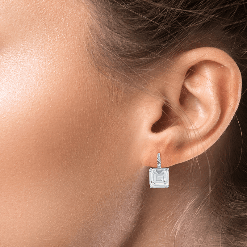 7 Cttw Asscher Cut Cz Delicate Drop Ear
