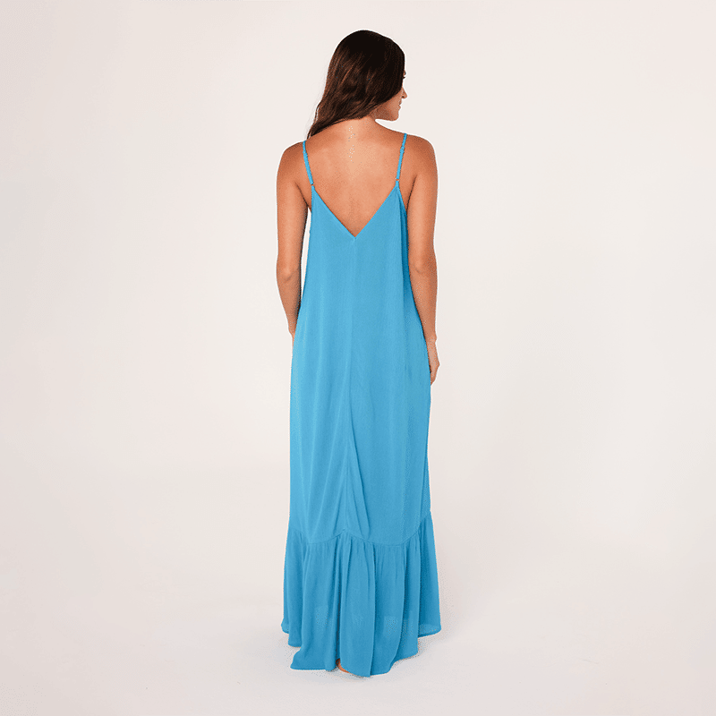 Rayon Gauze 2 Pocket Maxi Dress W/ Bottom Tier