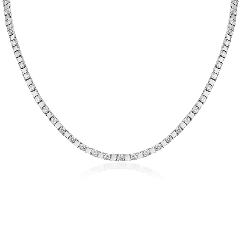 10 Cttw Round Cz W/Alt Stones Tennis Necklace