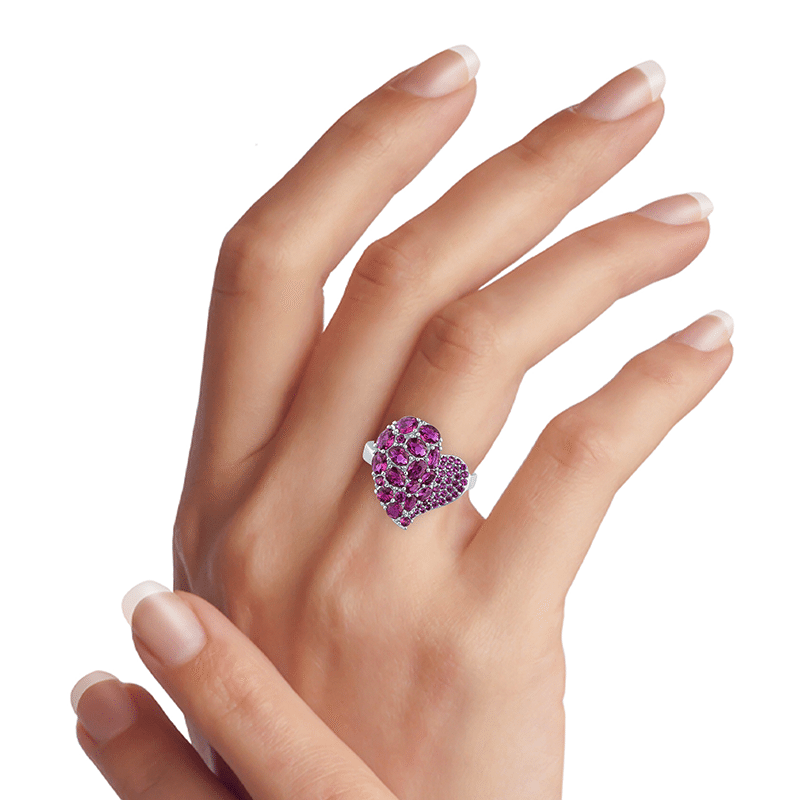 4 Cttw Multi Cz Mosaic Heart Ring