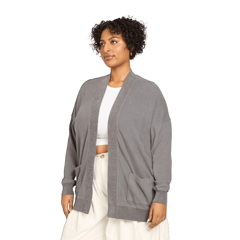 Malibu Collection® Brushed Fleece Sweater Mix Cardigan