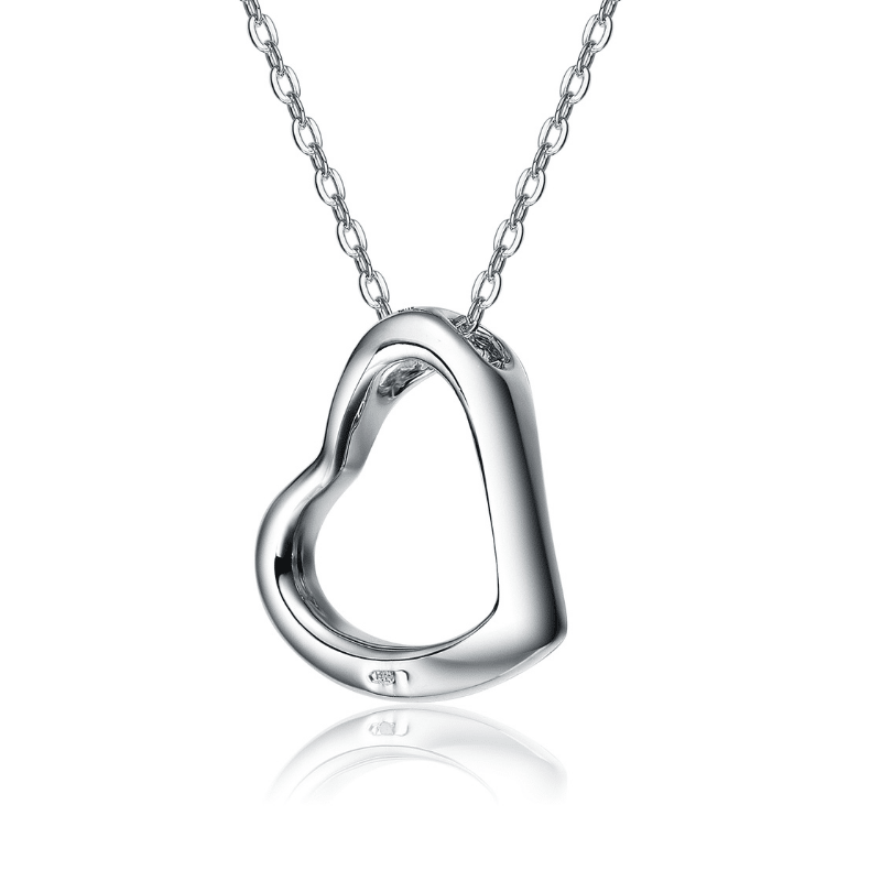 Sylvie Coeur Contour Heart Necklace (Silver)