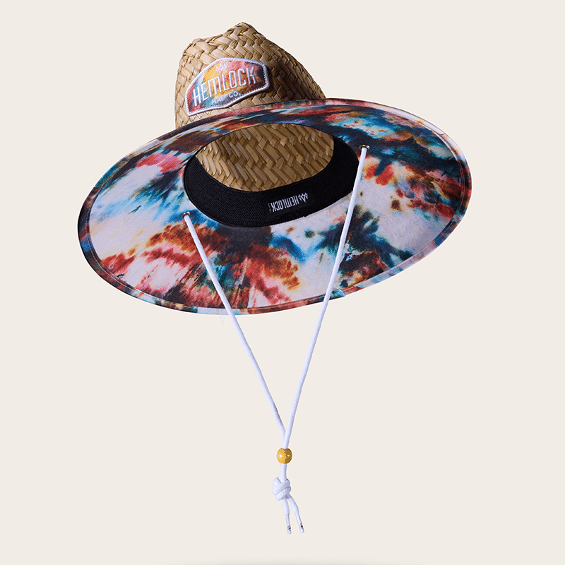 Straw Lifeguard Hat with Printed Brim