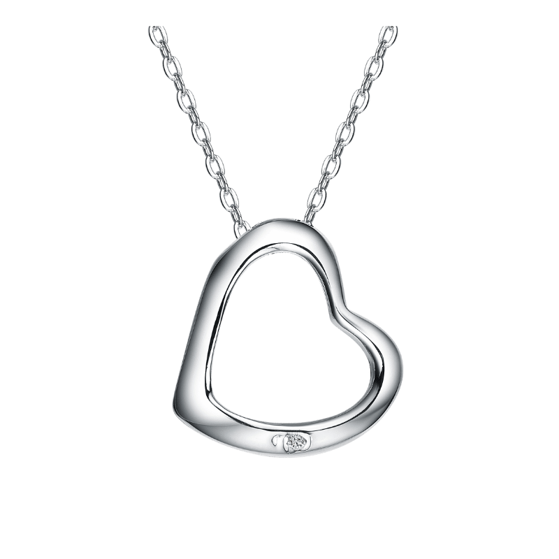 Sylvie Coeur Contour Heart Necklace (Silver)