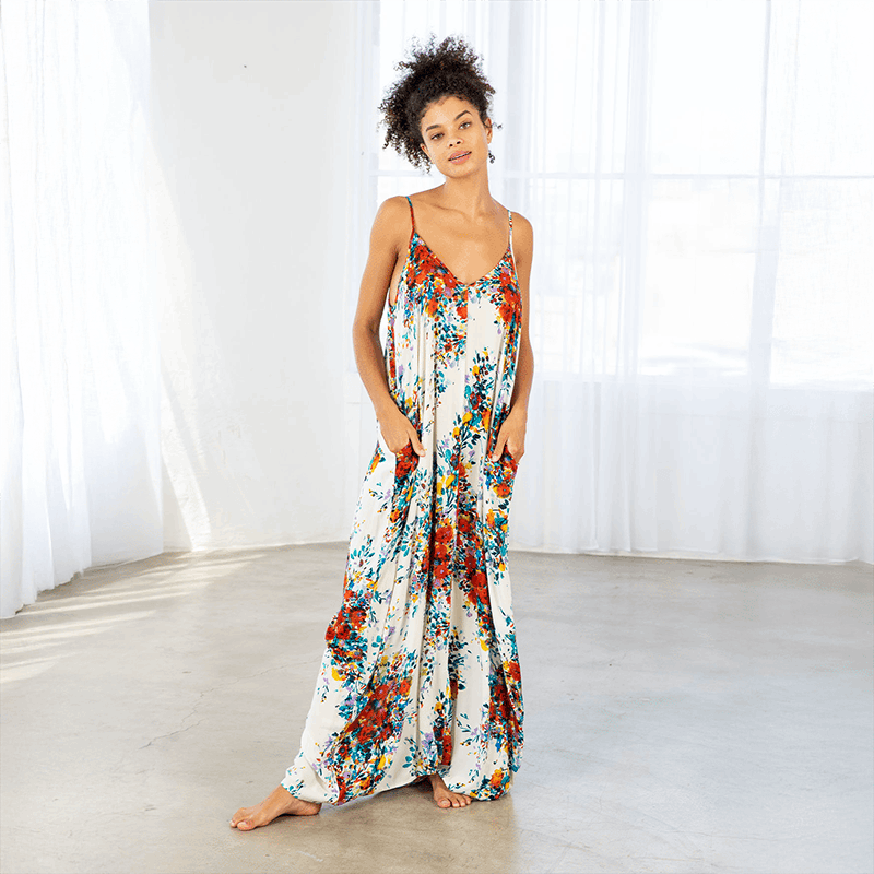 Spaghetti Strap V-Neck Maxi Slip Dress