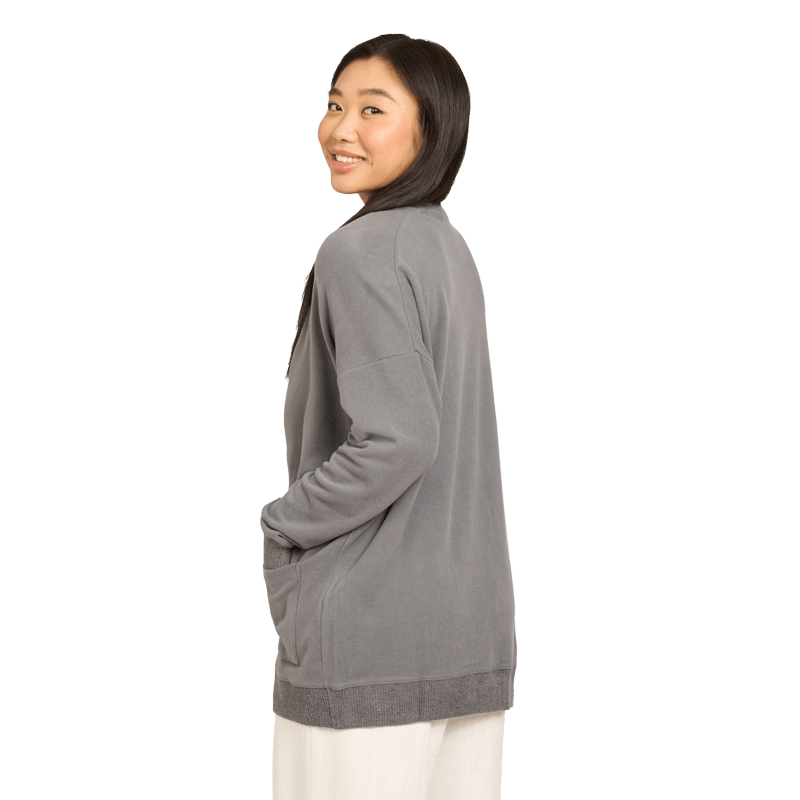 Malibu Collection® Brushed Fleece Sweater Mix Cardigan - S