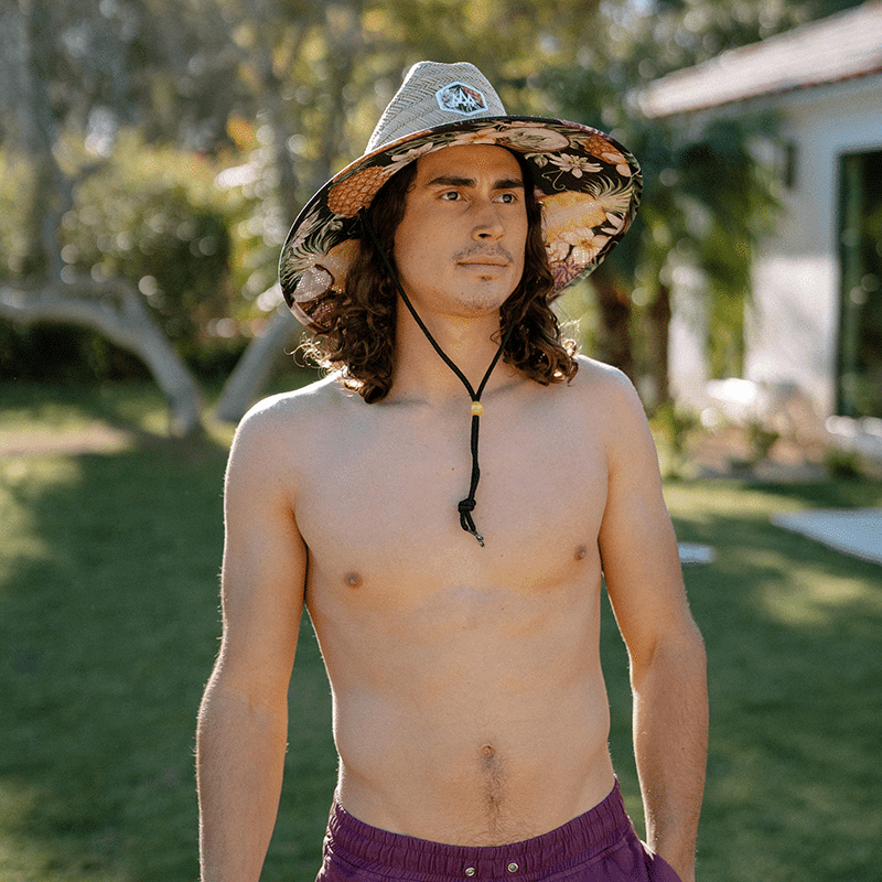 Straw Lifeguard Hat with Printed Brim