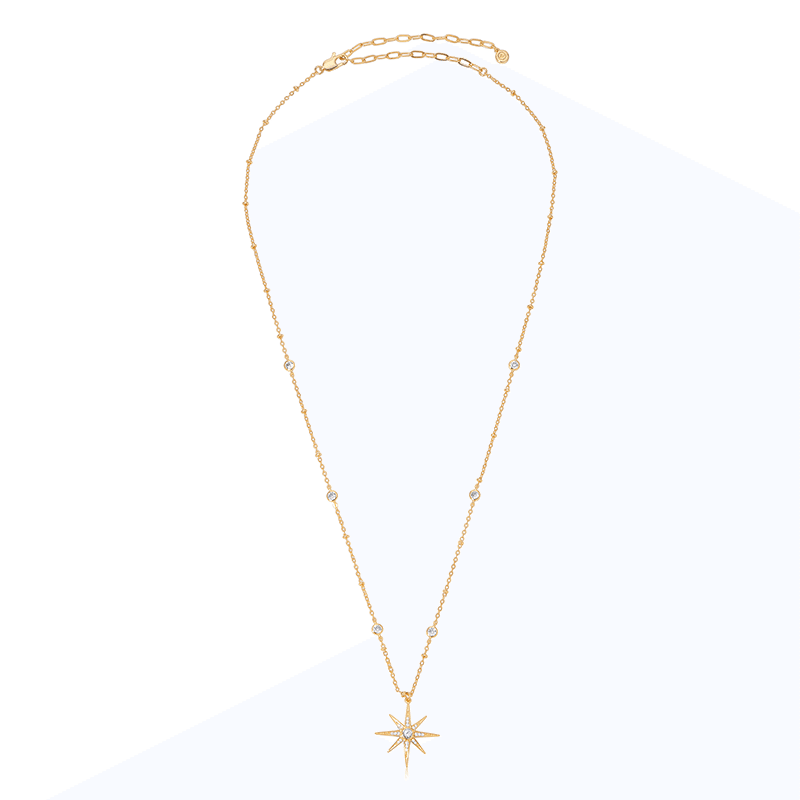 Starburst Pendant 18k Gold Plated Necklace