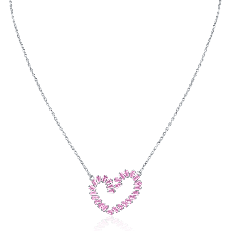 3Cttw Baguette Open Heart Pend/Neck
