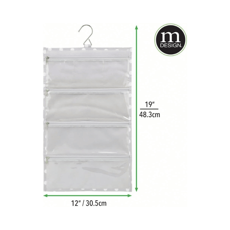 14 Pocket Hanging Jewelry Organizer Storage Bag