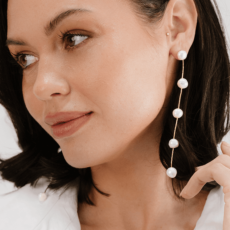 Dripping Pearl Delicate Drop 18k Gold Plated Earrings