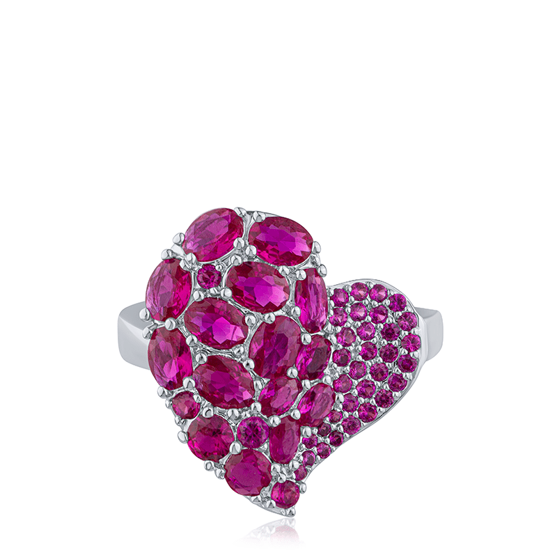 4 Cttw Multi Cz Mosaic Heart Ring