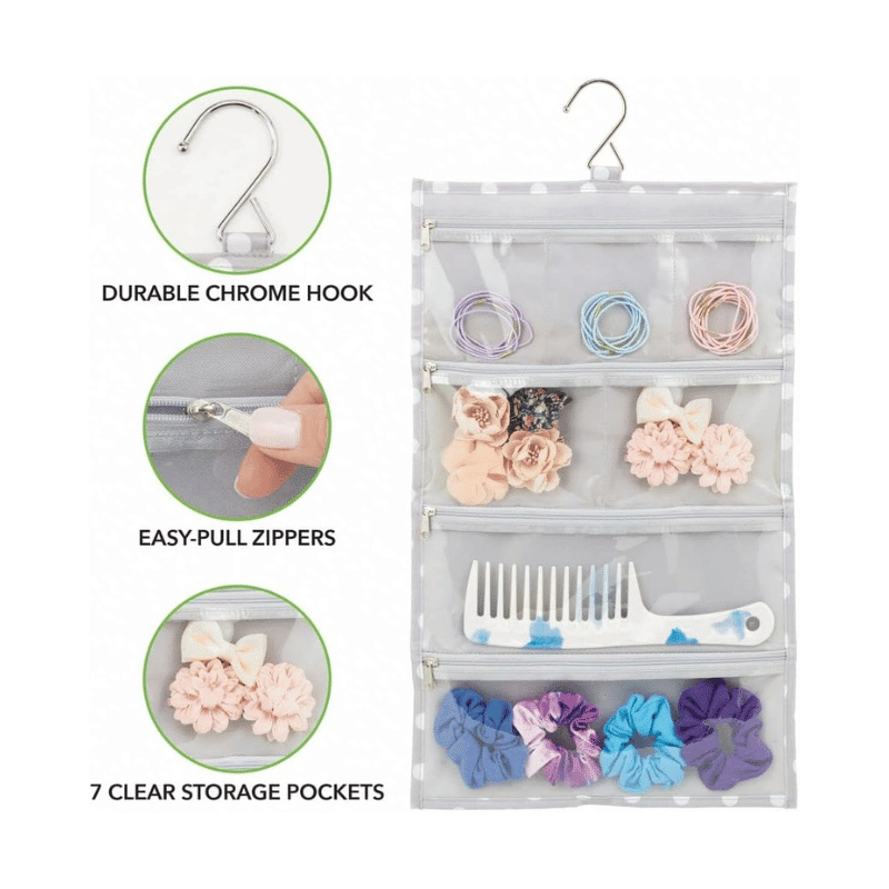 14 Pocket Hanging Jewelry Organizer Storage Bag